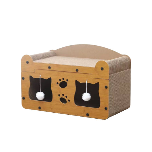 Cat Cardboard House Scratching Post Activity Centre Bed Toys Climbing Scratcher