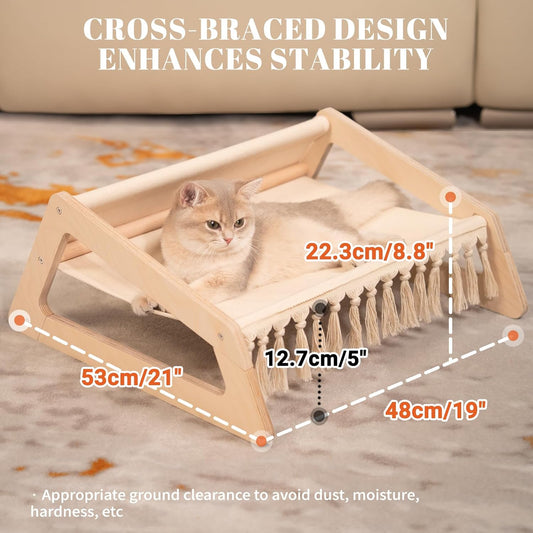 Elevated Flower Cat Bed, 55Cm L&W Large Cat Sofa, Stylish Cats Chair with Highly Elastic Soft Cushion, Furniture for Sleeping for All Cats