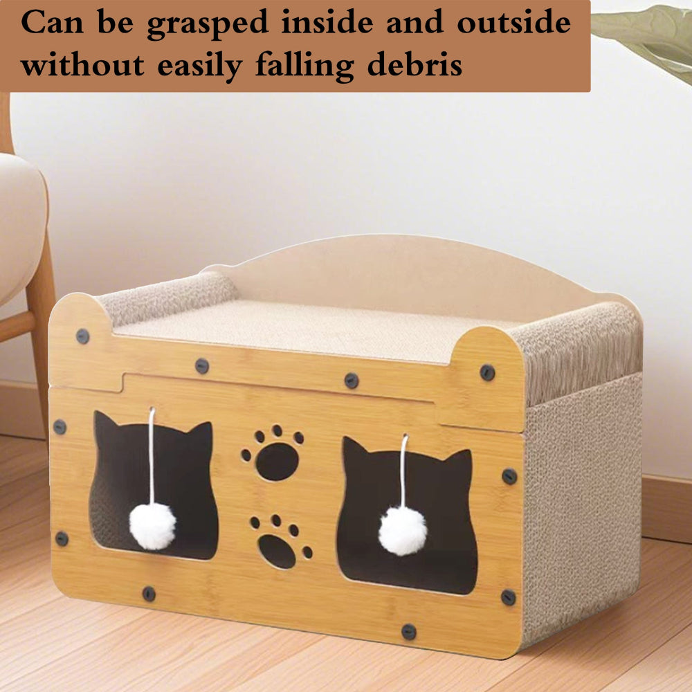 Cat Cardboard House Scratching Post Activity Centre Bed Toys Climbing Scratcher