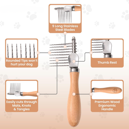Dematting Brush – Grooming Rake for Dogs &amp; Cats
