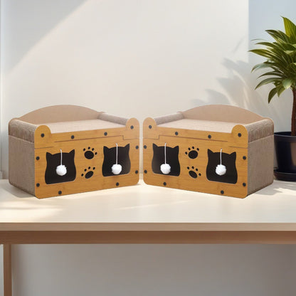 Cat Cardboard House Scratching Post Activity Centre Bed Toys Climbing Scratcher