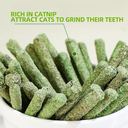 8Pcs Natural Grass Chew Toy with Catnip for Cat Teething and Hairball Removal