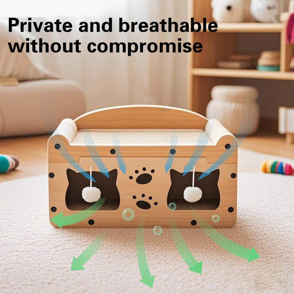 Cat Cardboard House Scratching Post Activity Centre Bed Toys Climbing Scratcher