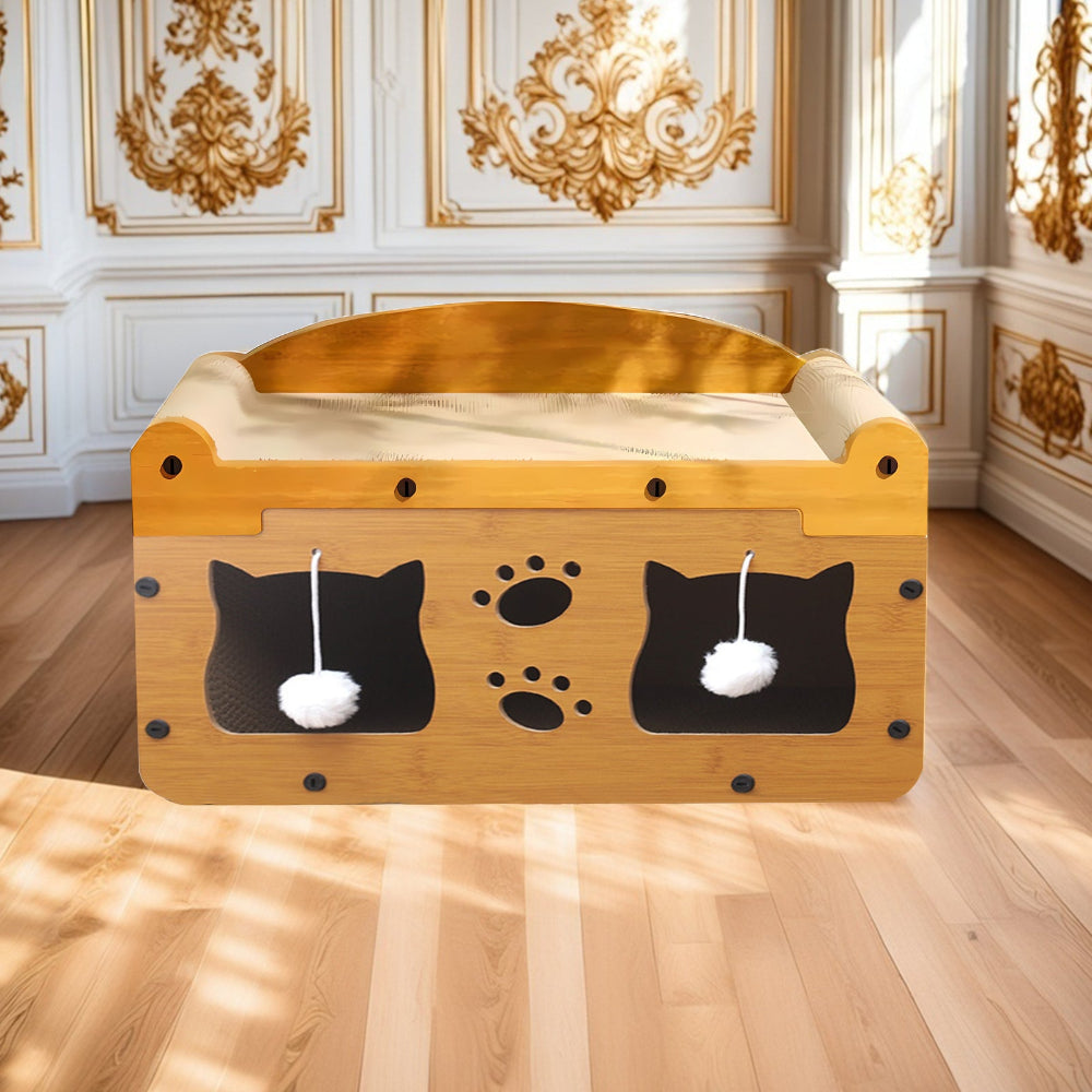 Cat Cardboard House Scratching Post Activity Centre Bed Toys Climbing Scratcher