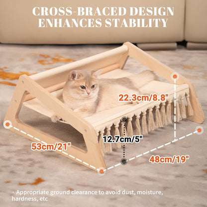 Elevated Flower Cat Bed, 55Cm L&amp;W Large Cat Sofa, Stylish Cats Chair with Highly Elastic Soft Cushion, Furniture for Sleeping for All Cats