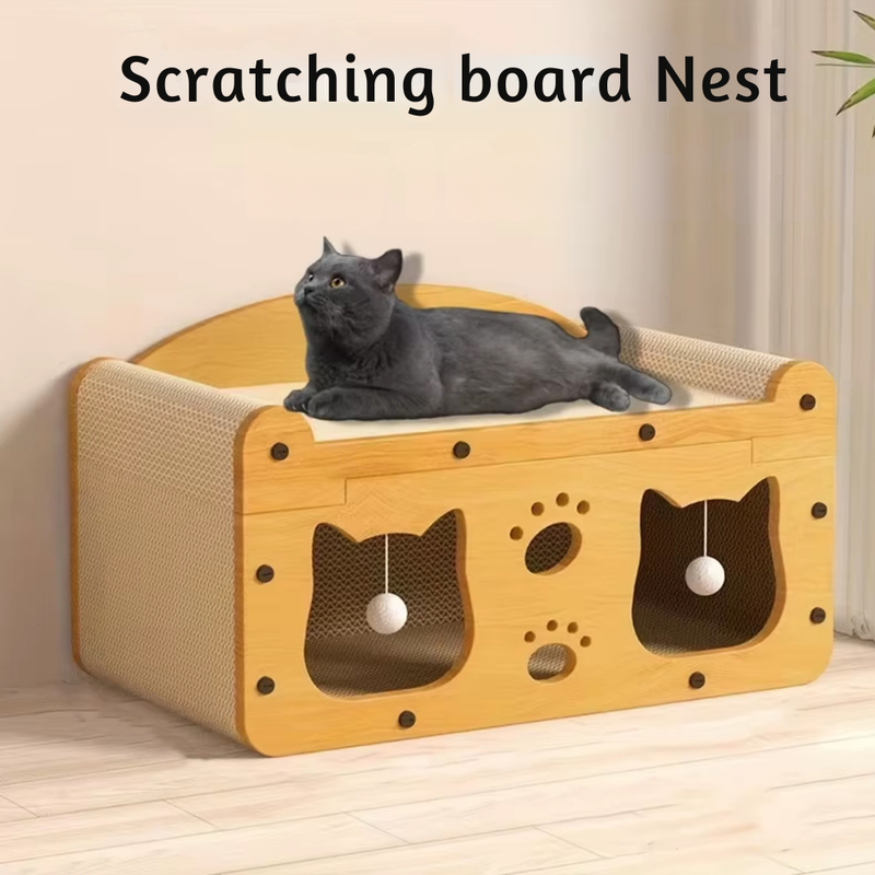 Cat Cardboard House – Scratching Post & Activity Bed in One