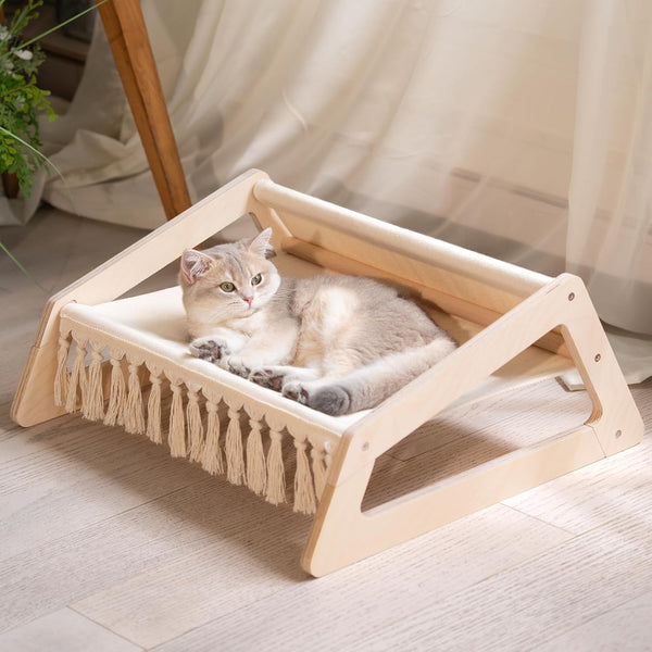 Elevated Flower Cat Bed, 55Cm L&W Large Cat Sofa, Stylish Cats Chair with Highly Elastic Soft Cushion, Furniture for Sleeping for All Cats
