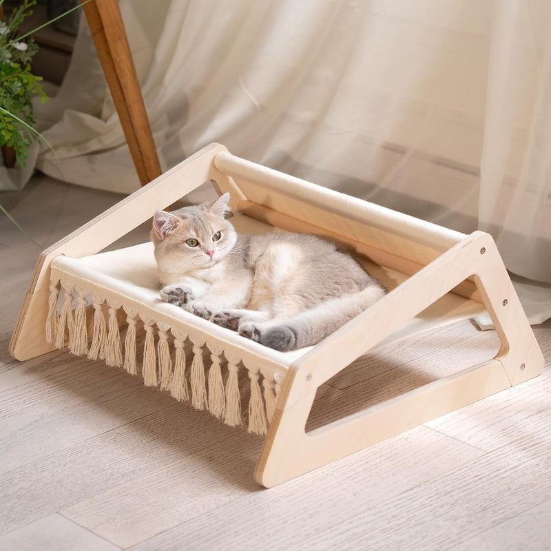 Elevated Flower Cat Bed, 55Cm L&W Large Cat Sofa, Stylish Cats Chair with Highly Elastic Soft Cushion, Furniture for Sleeping for All Cats