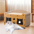 Cat Cardboard House Scratching Post Activity Centre Bed Toys Climbing Scratcher