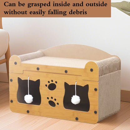 Cat Cardboard House Scratching Post Activity Centre Bed Toys Climbing Scratcher